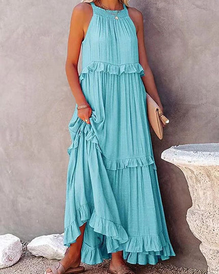 Classic Summer Maxi Dress Light Blue Dresses