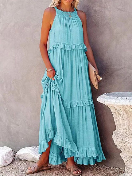 Classic Summer Maxi Dress Light Blue Dresses