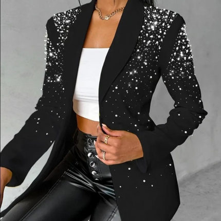 Women's Pearl-Embellished Tailored Blazer Black Blazer