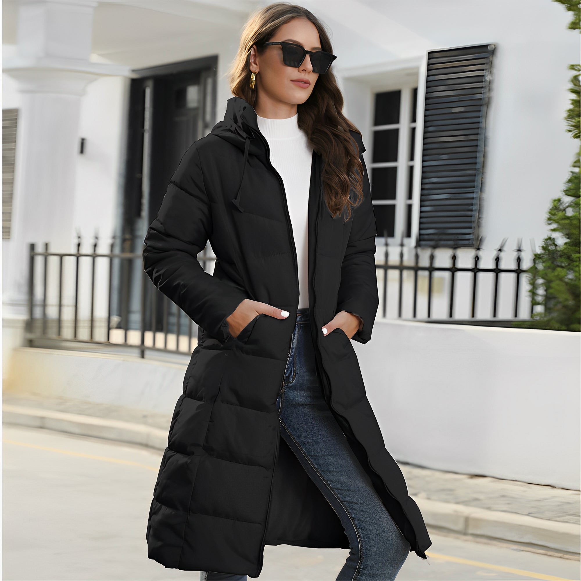 Women's Slim Fit Cotton Padded Jacket Black Cotton Padded Jacket