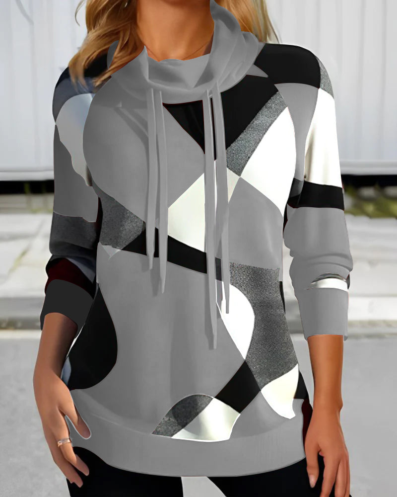 Trendy Color-block Hoodie Gray Hoodie