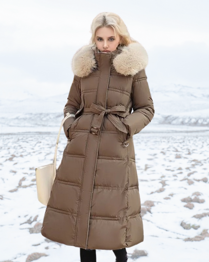 Luxurious Winter Jacket for Women Coffee khaki jacket