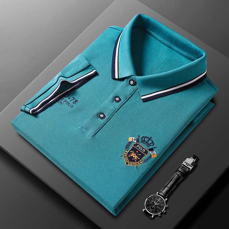 Men's Signature Stitched Luxury Polo Shirt Blue Polo Shirts
