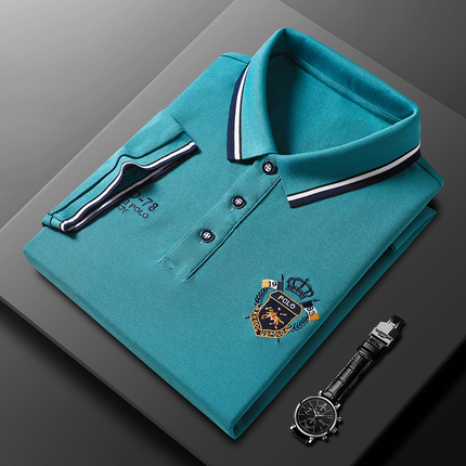 Men's Signature Stitched Luxury Polo Shirt Blue Polo Shirts