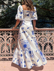 Puff Sleeve Vacation Midi Dress Dresses
