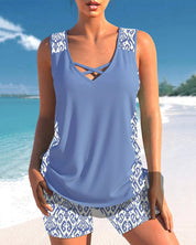 Slimming Elegance Tankini Set Blue swimwear set