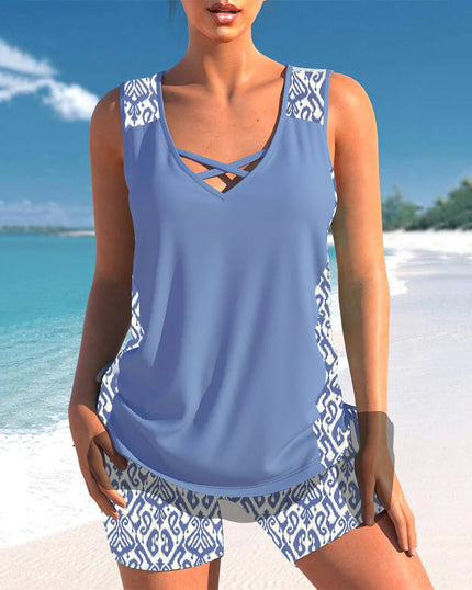 Marbella | Slimming Elegance Tankini Set Blue swimwear set