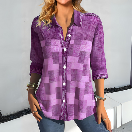 Aurora | Casual Checked Blouse Purple Blouse
