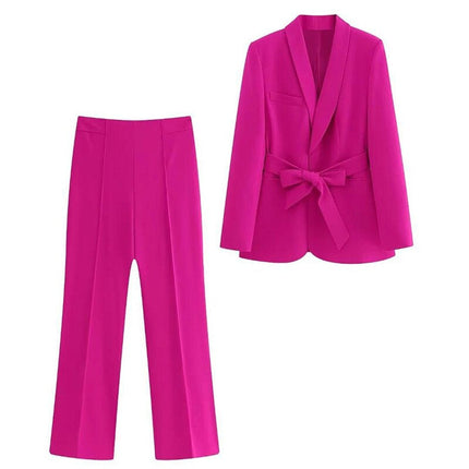 Women's Elegant Two-Piece Suit Pink Blazer