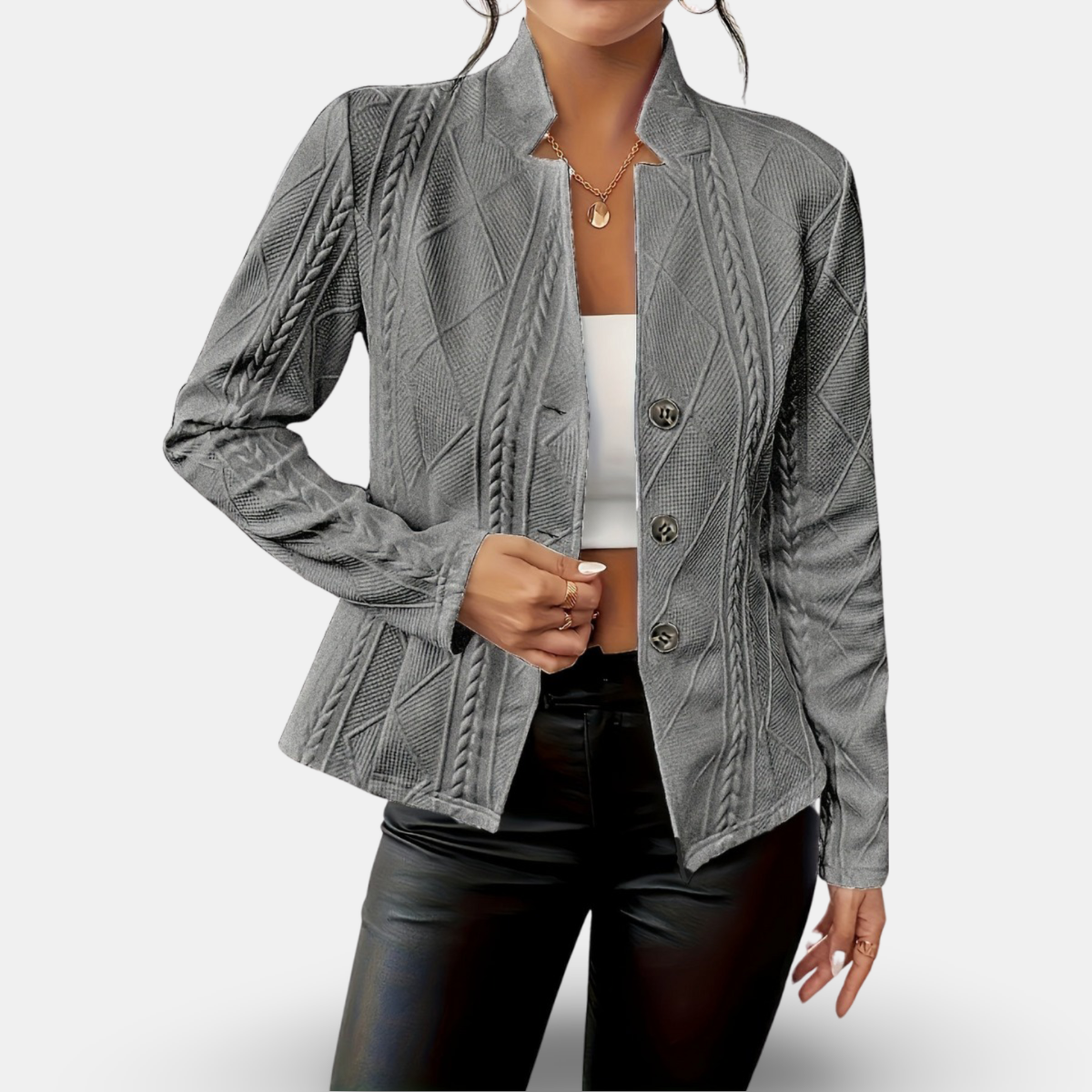 Rayna | Elegant Tailored Cardigan Grey