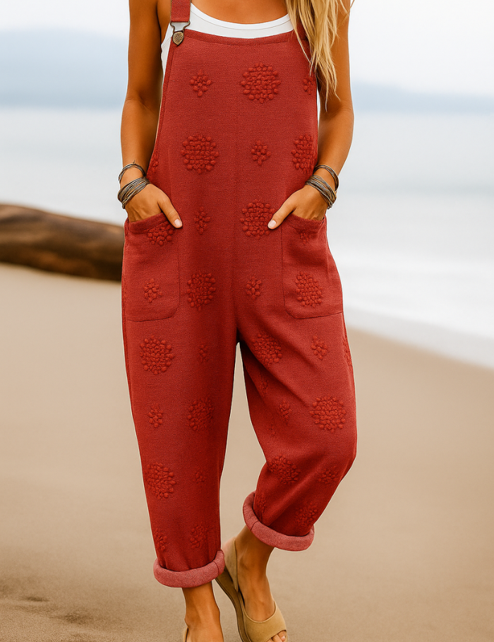 Women's Loose Floral Jumpsuit Red Women Jumpsuit