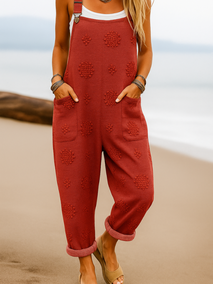 Women's Loose Floral Jumpsuit Red Women Jumpsuit