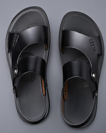 Marlow™ Leather Block-Heel Slide Sandals Black Sandals