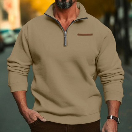 Winter Fleece Half-Zip Pullover Khaki Sweaters