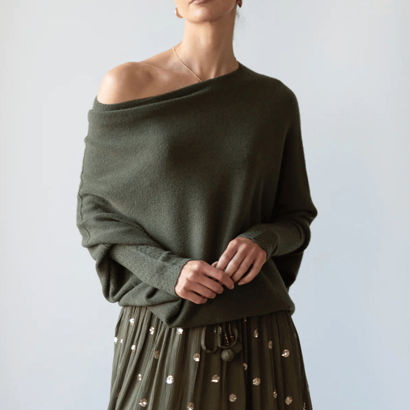 Women's Elegant Cashmere Sweater Green Sweater