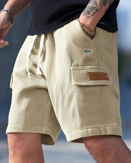 Men’s Loose Striped Casual All-Match Shorts Khaki Shorts