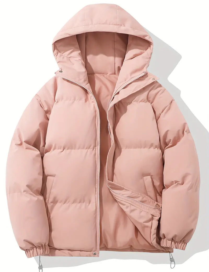 Men's Windproof and Waterproof Hooded Puffer Winter Jacket Pink Jackets