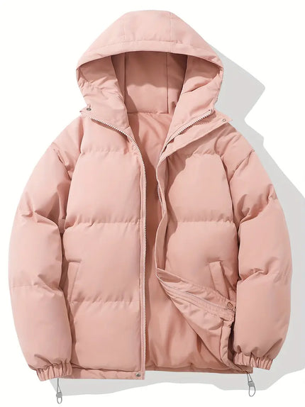 Men's Windproof and Waterproof Hooded Puffer Winter Jacket Pink Jackets