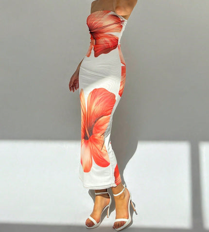 Women's Slim-Fit Floral Print Dress 1Color Dress