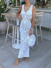Beach Hollow V-neck Slim Sexy Midi Dress Dresses