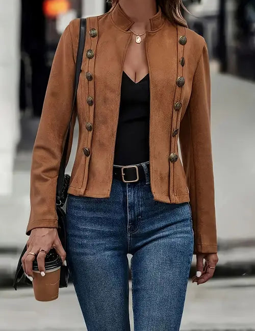 Claire | Buttoned Jacket Dark Brown Jacket