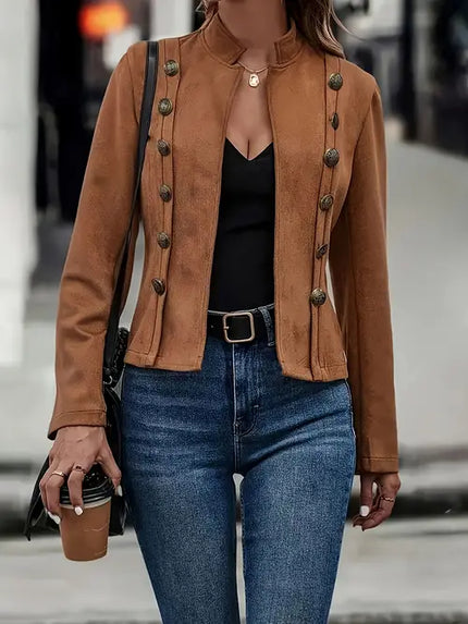 Claire | Buttoned Jacket Dark Brown Jacket