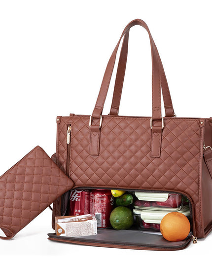 2-in-1 Lunch Tote Bag Dark Brown 36x16x30cm Tote Bags
