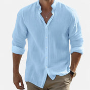 Men’s Cotton-Linen Beach Shirt Blue Shirt