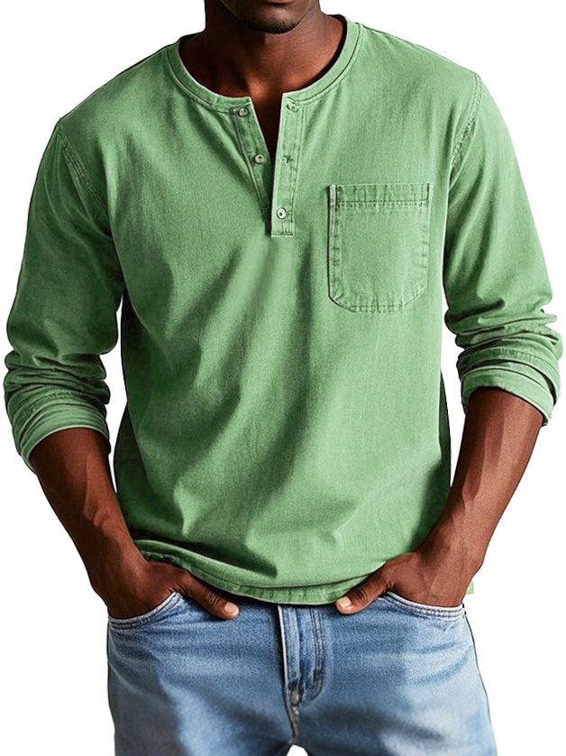 Archer Classic Henley Shirt Green Men's shirts