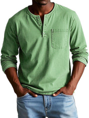 Timeless Long Sleeve Henley Shirt Green Men Shirts