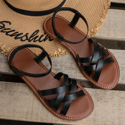 Open Toe Strappy Gladiator Sandals Black Sandals