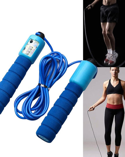 Adjustable Skipping Rope with Counter Blue Cardio