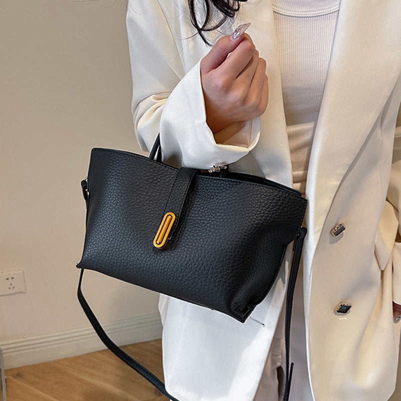 Women's Litchi Pattern Shoulder Bucket Bag Bag