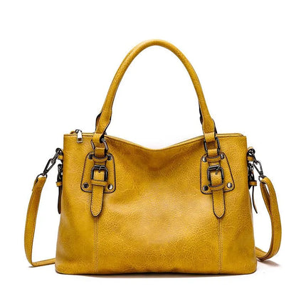 Shiena | Elegant Leather Shoulder Bag Yellow Shoulder Bags