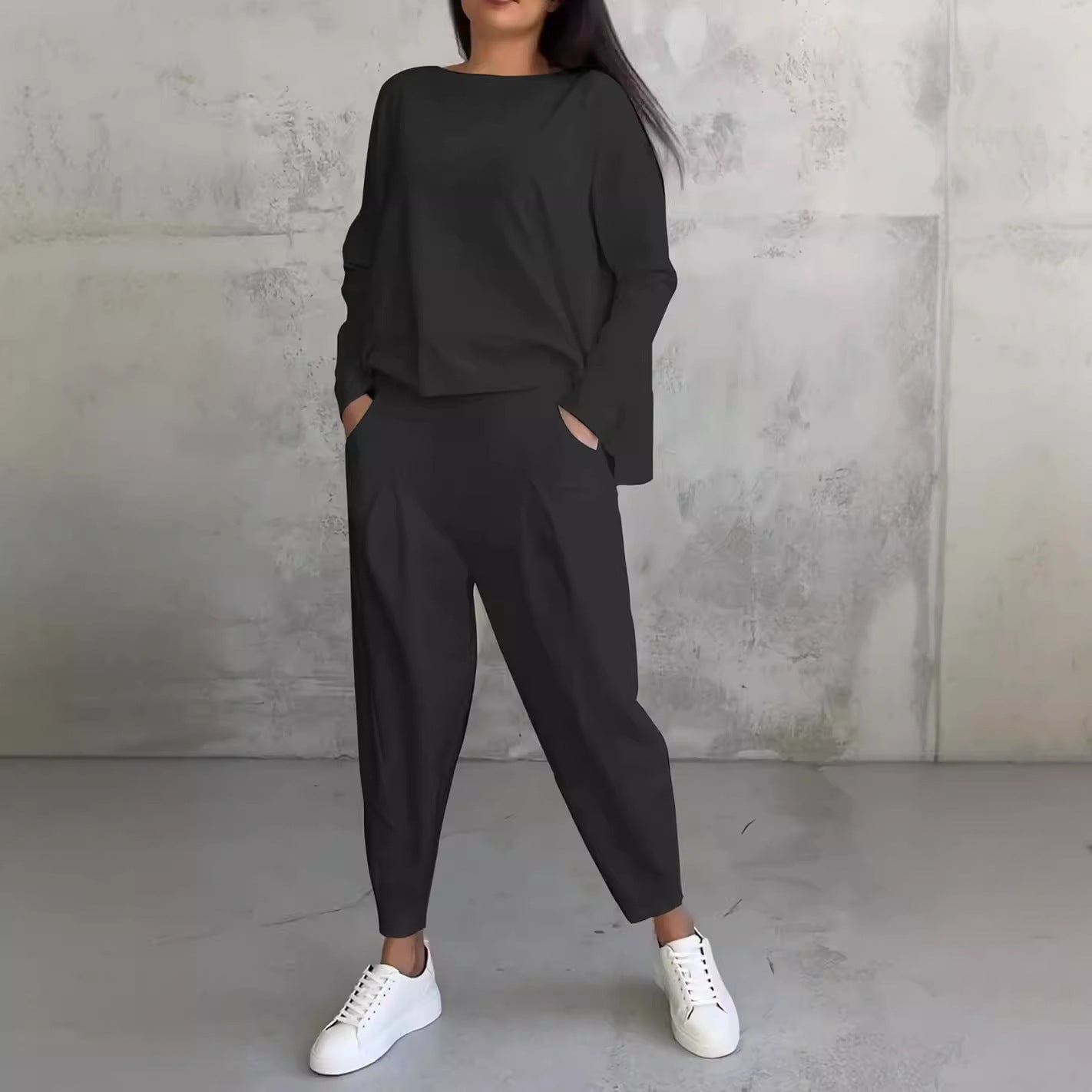 Women's Irregular Long-Sleeve Top & Harem Pants Set set