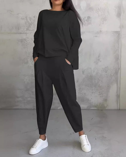 Women's Irregular Long-Sleeve Top & Harem Pants Set set