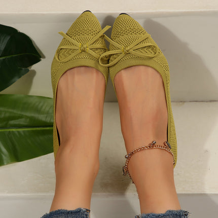 Bow Knitted Loafers Matcha Loafers