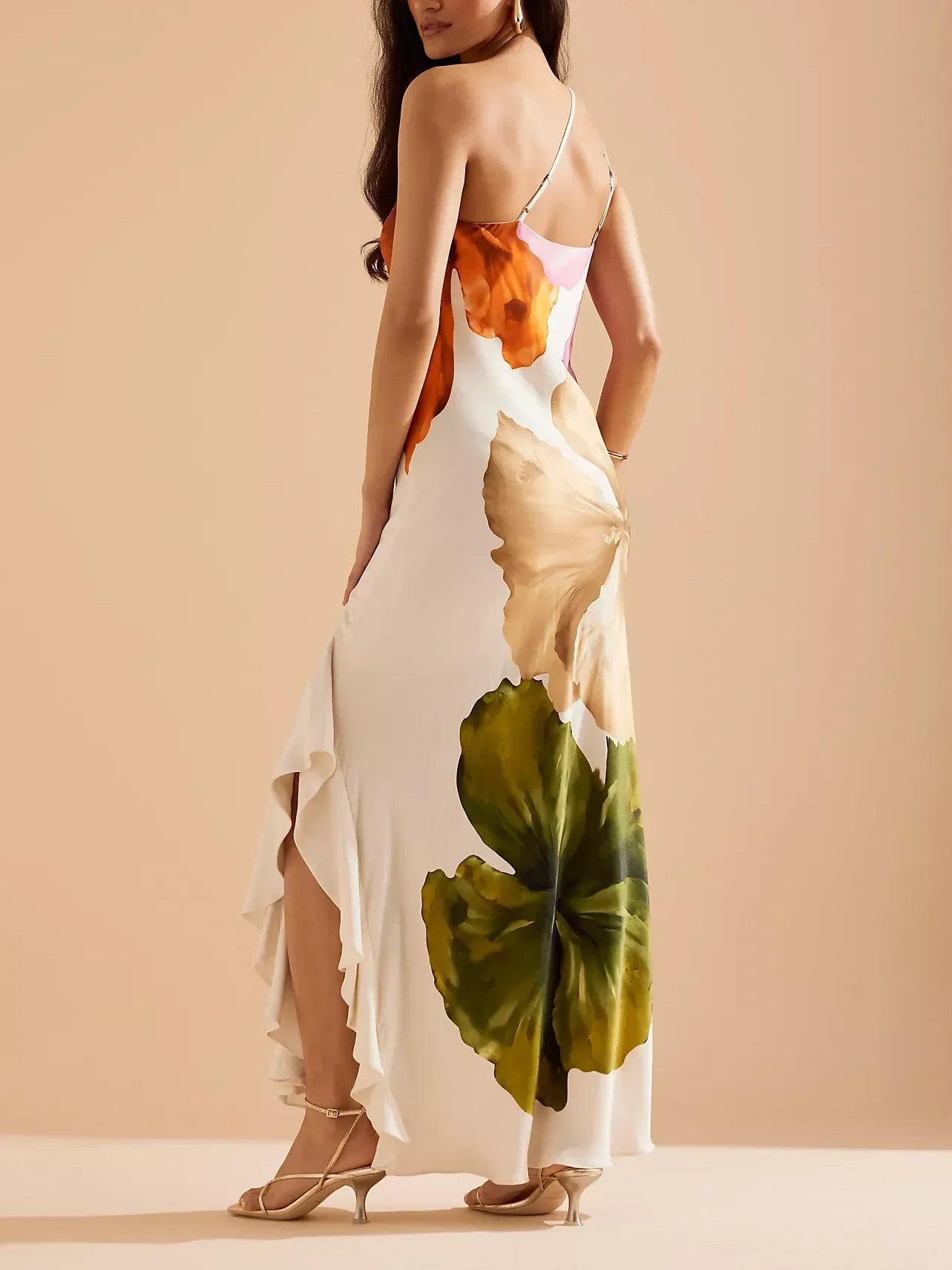 One-Shoulder Maxi Slip Dress Dresses