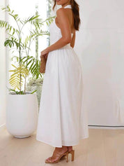 Waist Little Black Halter Neck Dress Mid Length Dress Dresses