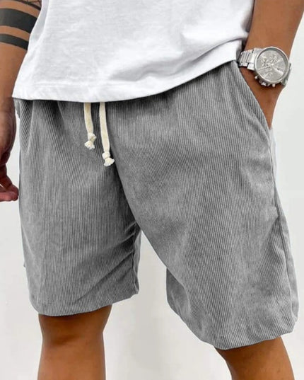 Men’s Corduroy Drawstring Shorts Gray Men Shorts