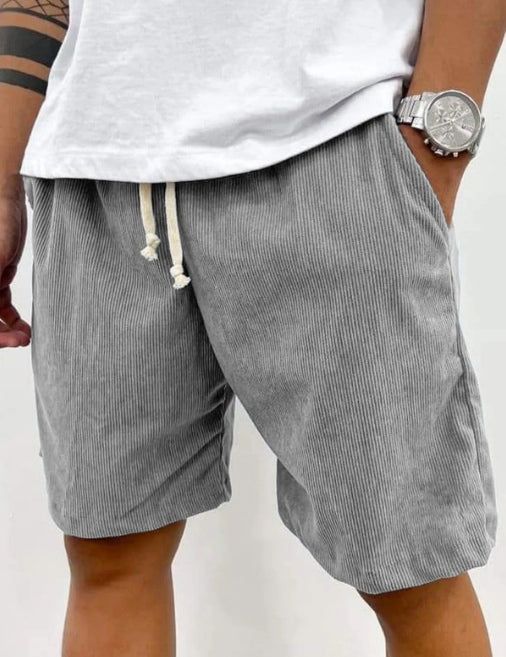 Men’s Corduroy Drawstring Shorts Gray Men Shorts