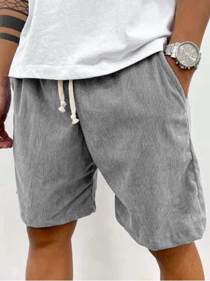 Men’s Corduroy Drawstring Shorts Gray Men Shorts