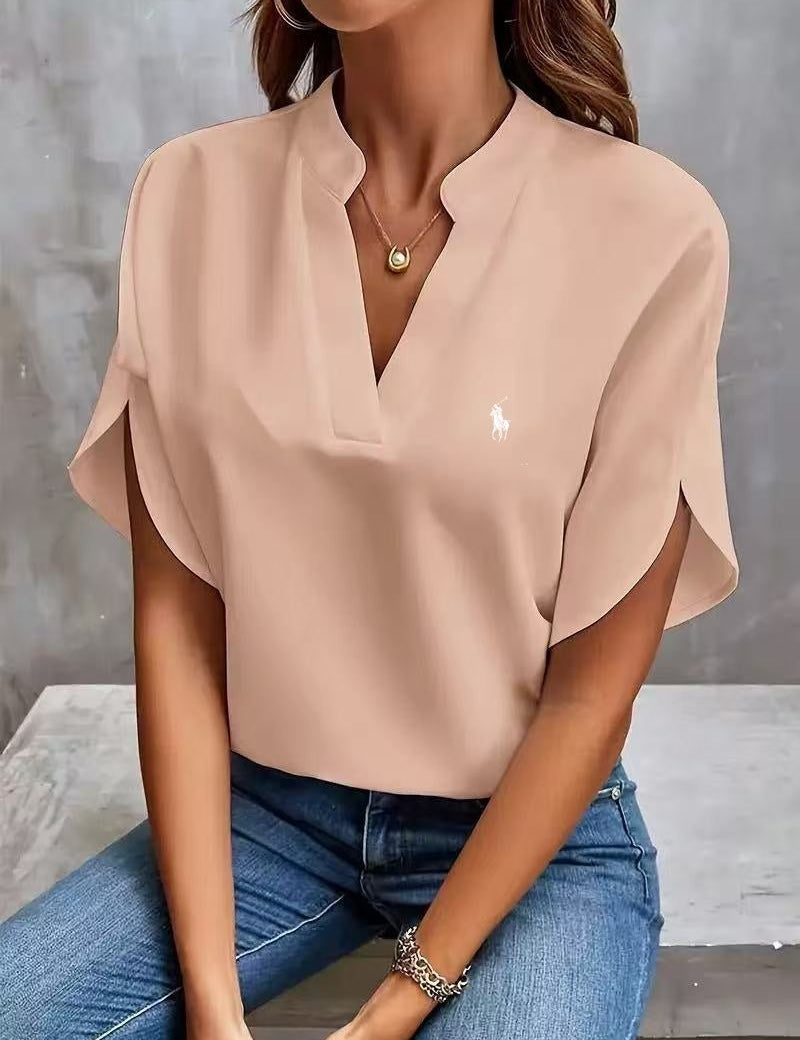 Women's Ralph Lauren Classic V-Neck T-Shirt Pink Women Tops