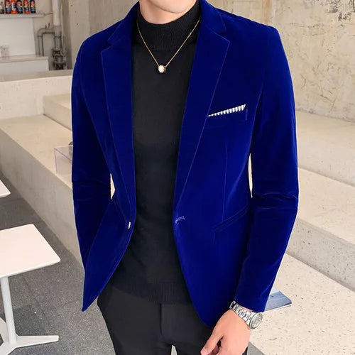 Ben | Soft-touch velvet blazer Blue