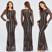 Elegant Sequin Long Sleeve Maxi Dress Figure2 Dresses