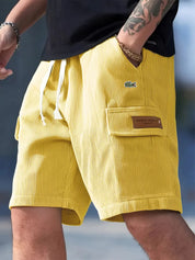 Men’s Loose Striped Casual All-Match Shorts Yellow Shorts