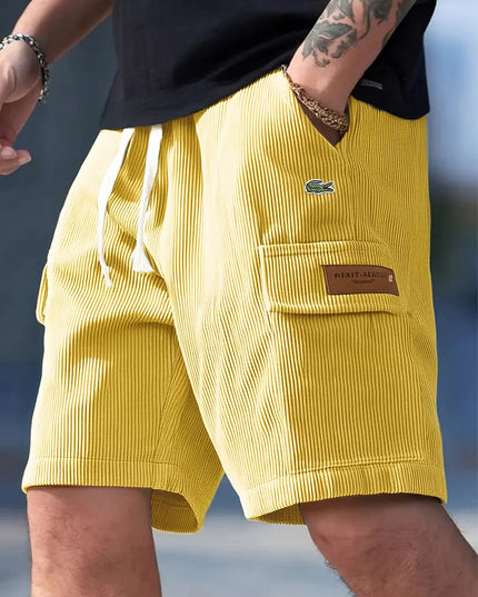 Men’s Loose Striped Casual All-Match Shorts Yellow Shorts