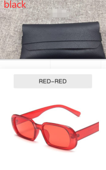 Retro Candy Color Small Frame Sunglasses With glasses bag Red Sunglasses