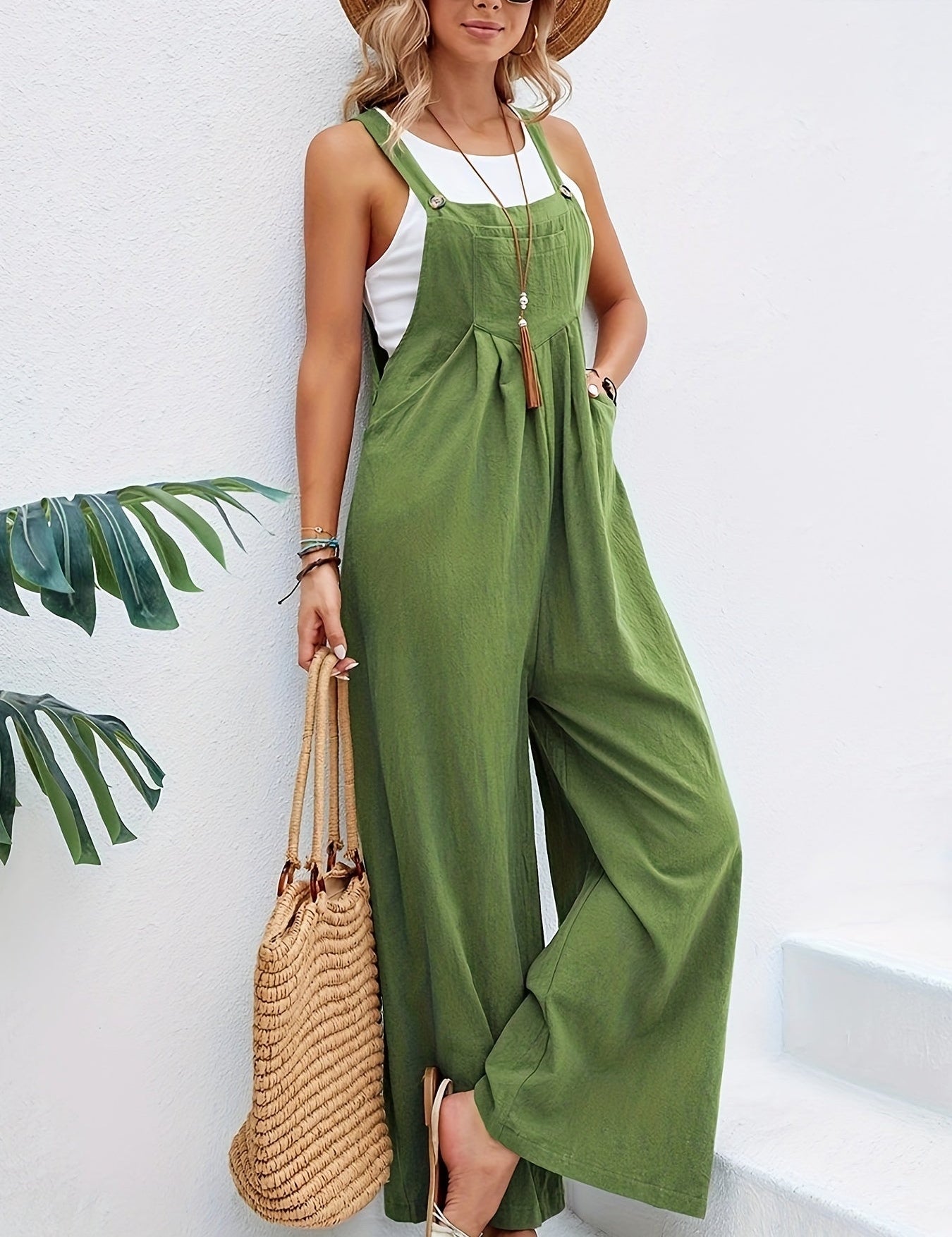 Olive | Sleeveless Jumpsuit - OKOHOKO™ FASHION