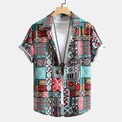 Men's 3D Printed Short Sleeve Lapel Shirt S9536190 Shirts